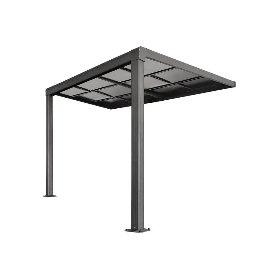 Aanleunende pergola IZEDA - 300 cmx300 cmx200 cm - Antracietgrijs Kunststof