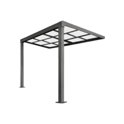 Aanleunende pergola IZEDA - 300 cmx300 cmx200 cm - Antracietgrijs Kunststof