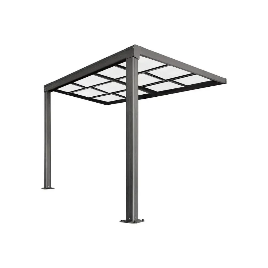 Aanleunende pergola IZEDA - 300 cmx300 cmx200 cm - Antracietgrijs Kunststof