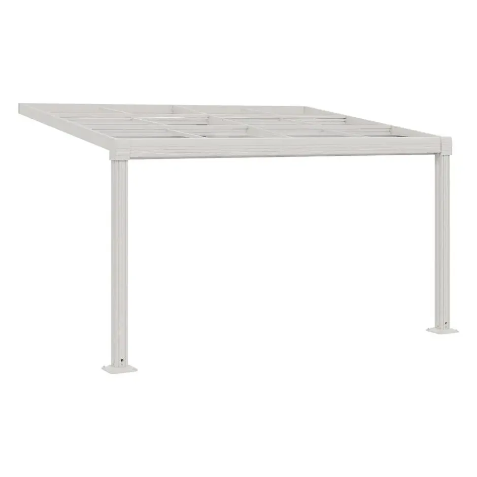 Aanleunende pergola IZEDA - 400 cmx298 cmx200 cm - Wit Kunststof Metaal