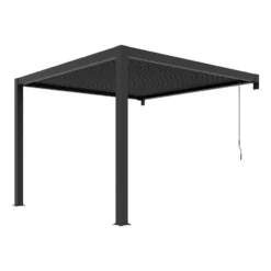 Aanleunende pergola SERADO - 304 cmx308 cmx220 cm - Antracietgrijs Metaal