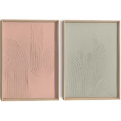 Abstracte wanddecoratie set met structuur Zachte lijnen - 40 x 30