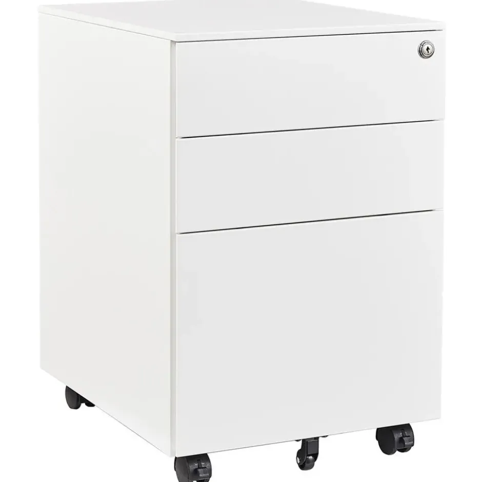 Afsluitbaar ladeblok / bureaukast 39x60 cm - 3 lades - Wit