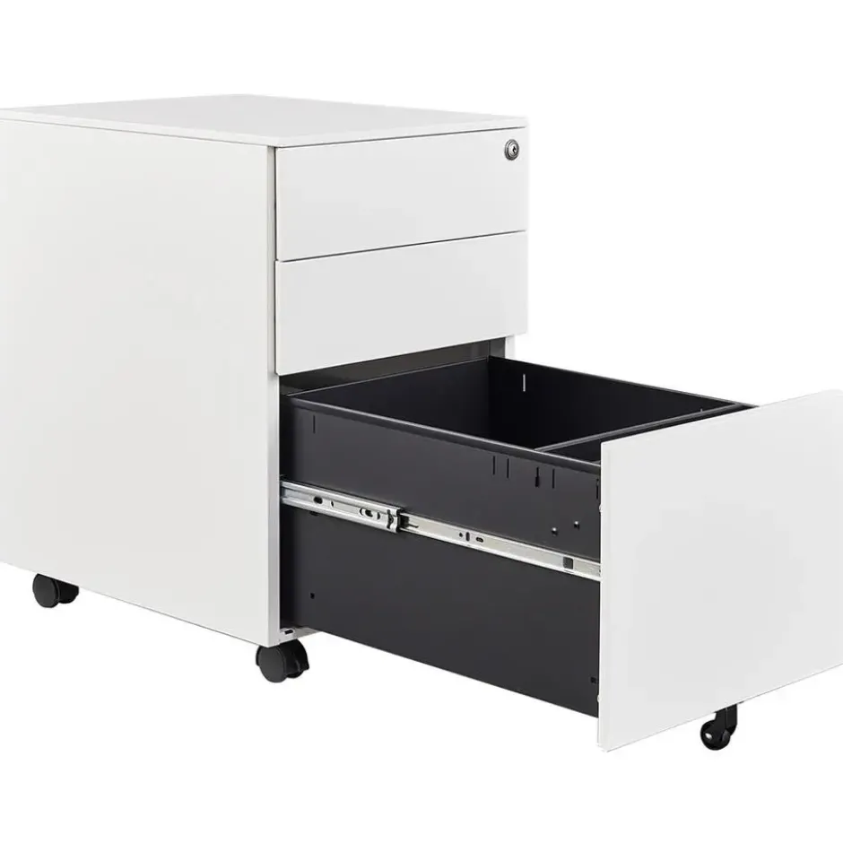 Afsluitbaar ladeblok / bureaukast 39x60 cm - 3 lades - Wit