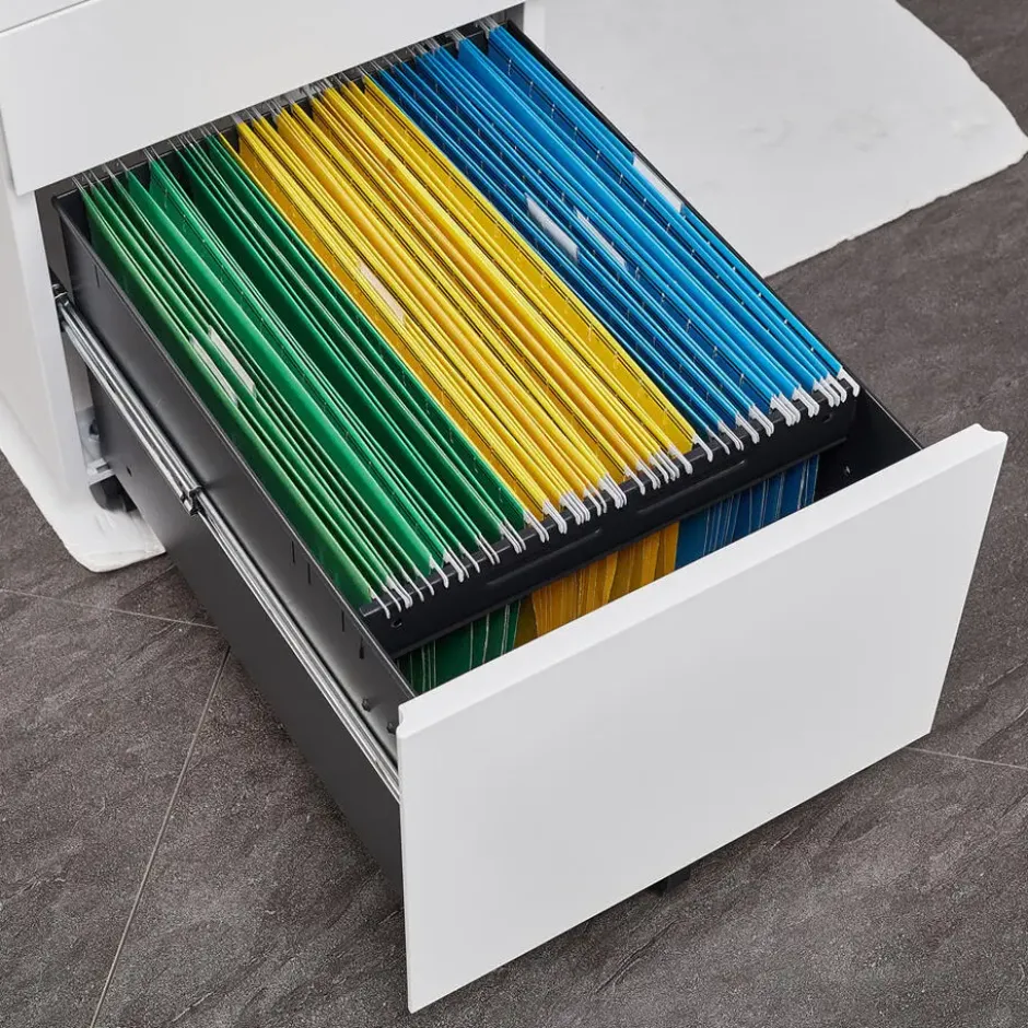 Afsluitbaar ladeblok / bureaukast 39x60 cm - 3 lades - Wit