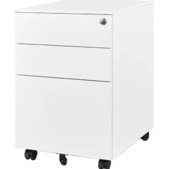 Afsluitbaar ladeblok / bureaukast 39x60 cm - 3 lades - Wit