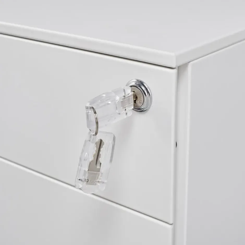 Afsluitbaar ladeblok / bureaukast 39x60 cm - 3 lades - Wit