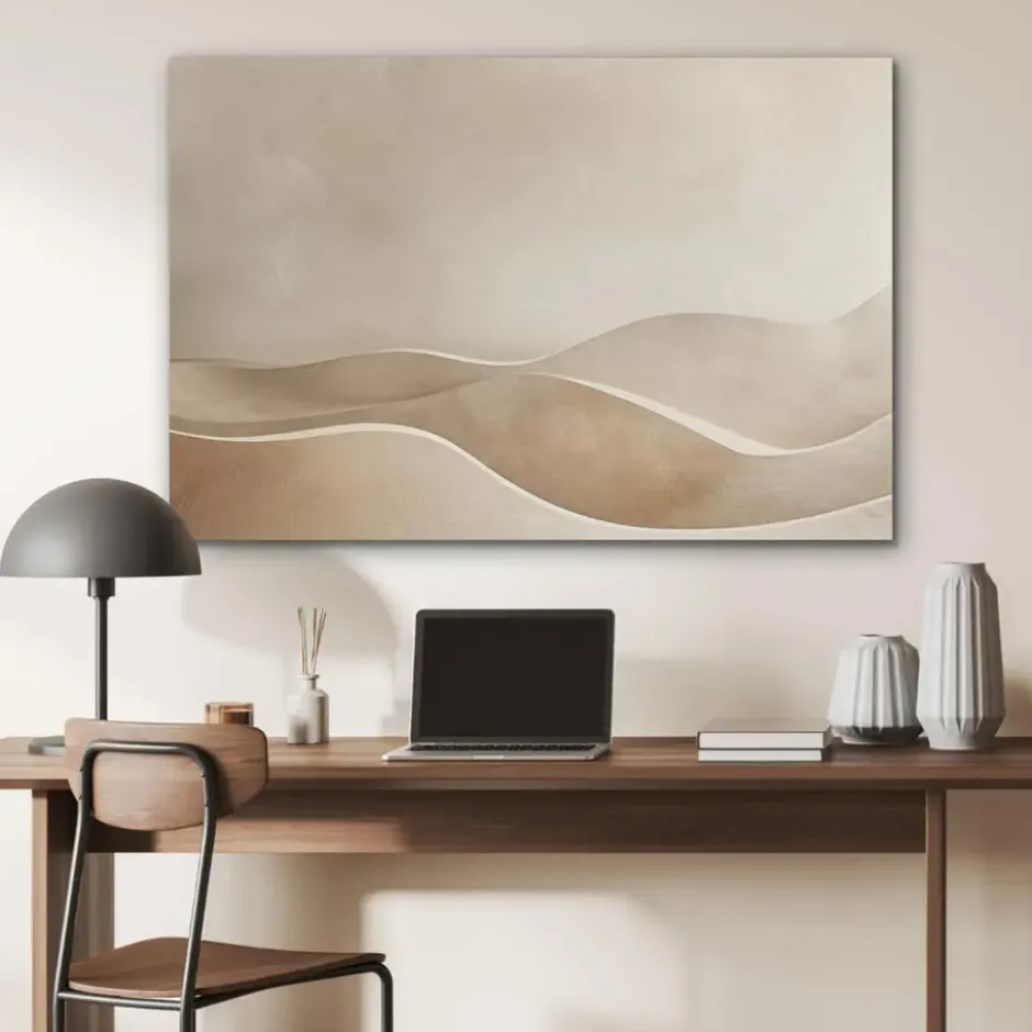 Akoestisch Schilderij 100x70 cm Beige - Natuur - Abstract - Modern