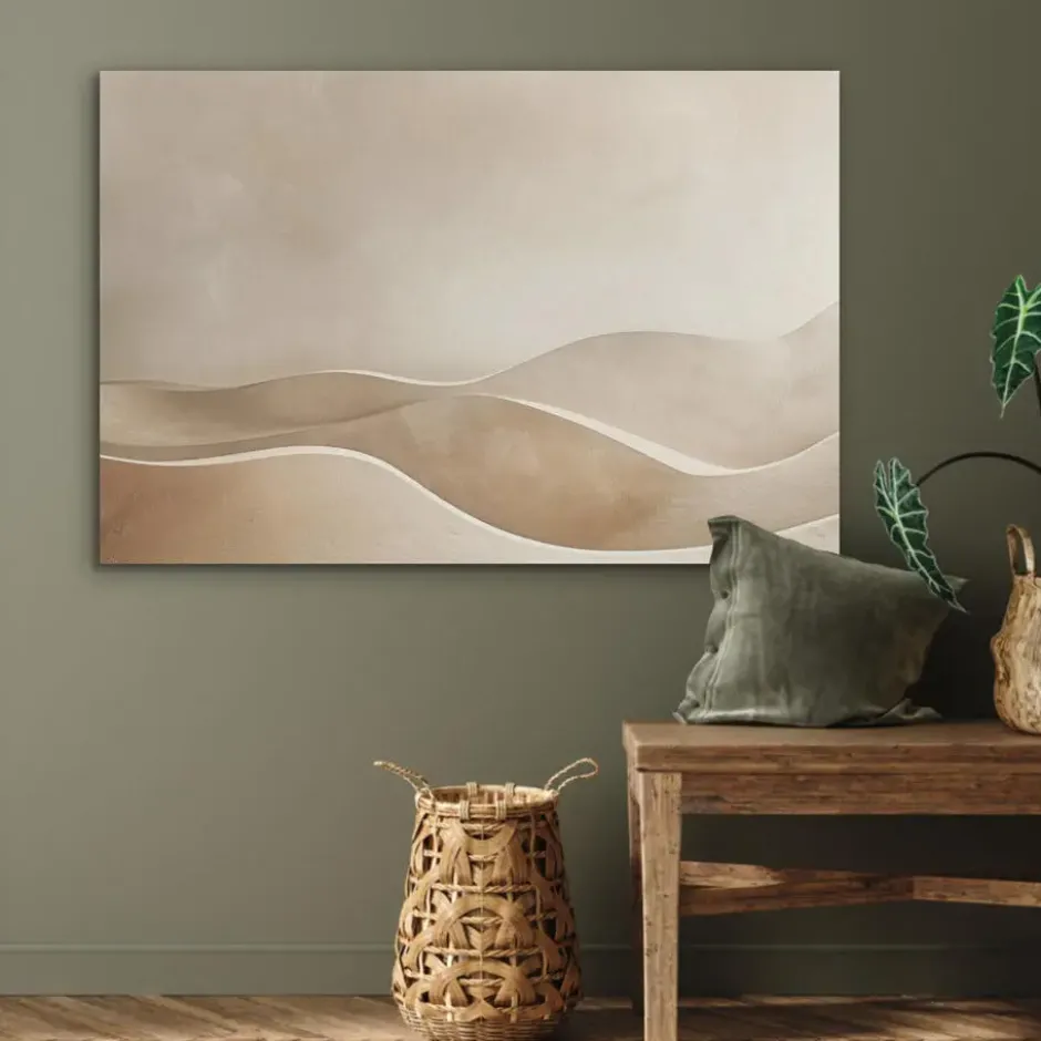 Akoestisch Schilderij 100x70 cm Beige - Natuur - Abstract - Modern