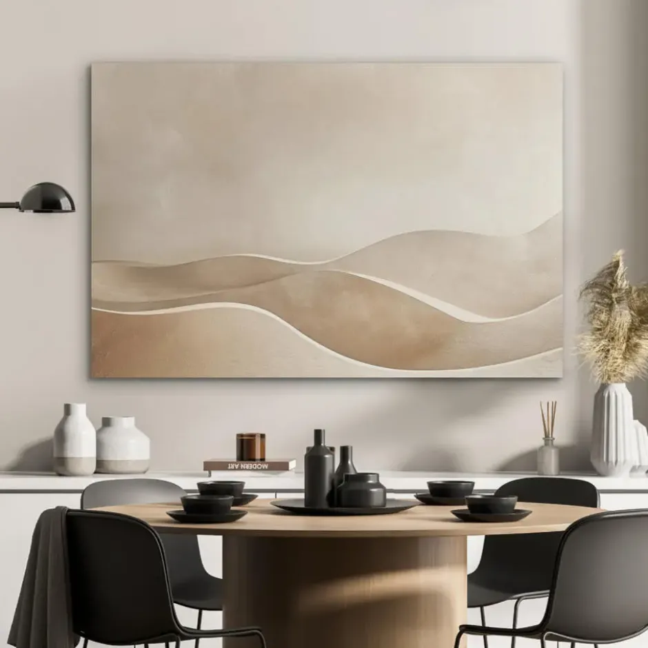 Akoestisch Schilderij 100x70 cm Beige - Natuur - Abstract - Modern