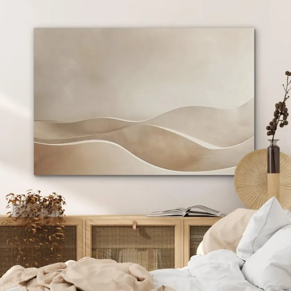Akoestisch Schilderij 100x70 cm Beige - Natuur - Abstract - Modern