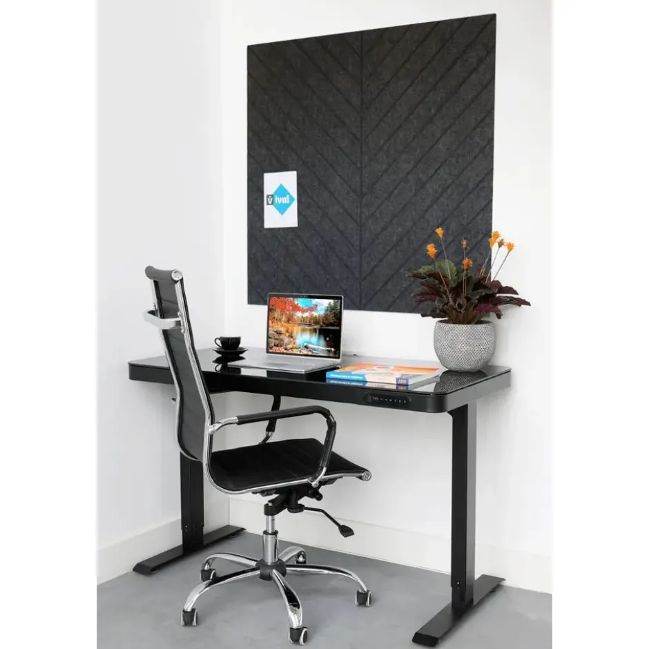 Akoestisch wandpaneel PET-vilt - 100x100cm - Visgraat motief Antraciet