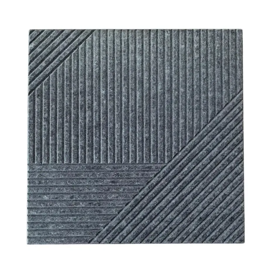 Akoestisch wandpaneel - 5 stuks - 60x60cm - Geometrisch motief Donkergrijs