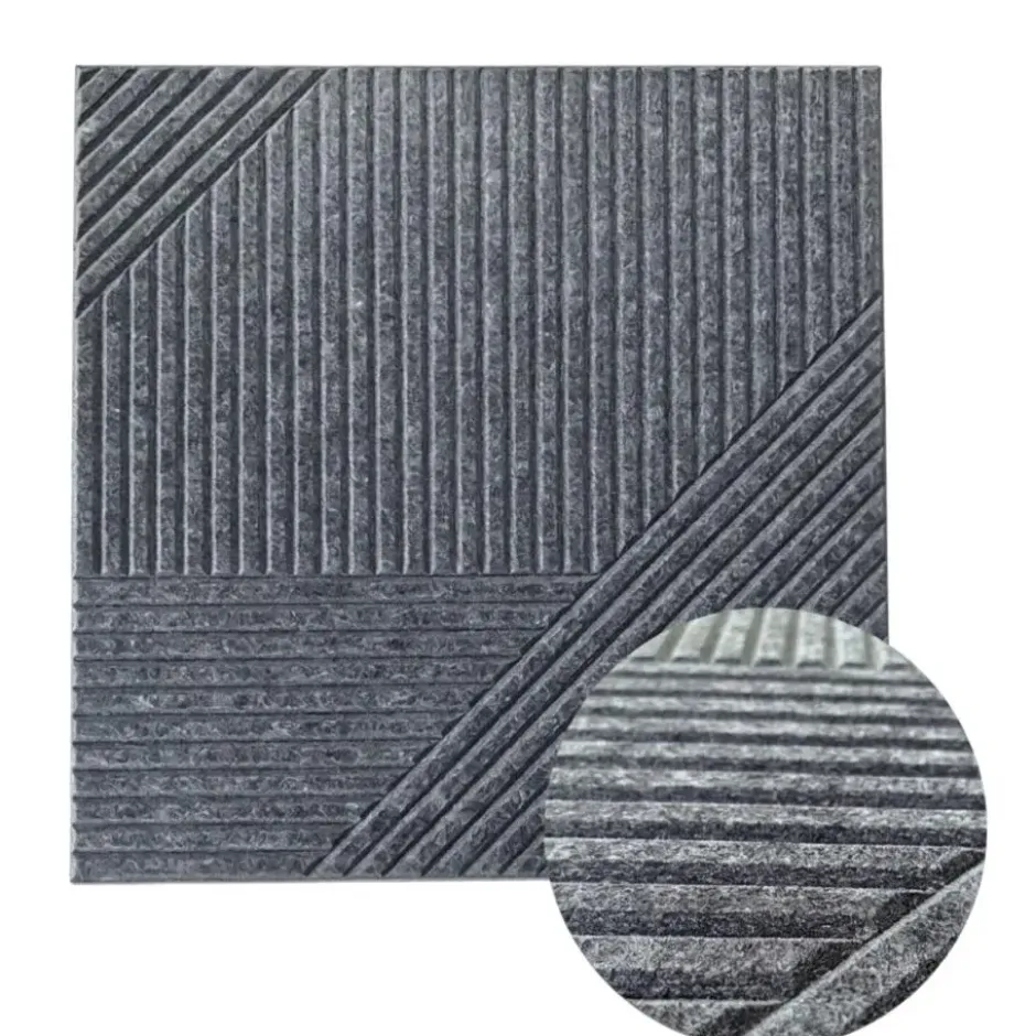 Akoestisch wandpaneel - 5 stuks - 60x60cm - Geometrisch motief Donkergrijs