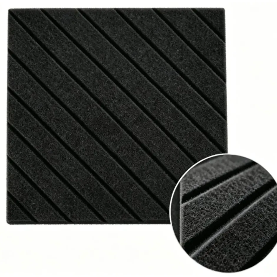 Akoestisch wandpaneel - 5 stuks - 60x60cm - Lijnmotief Zwart