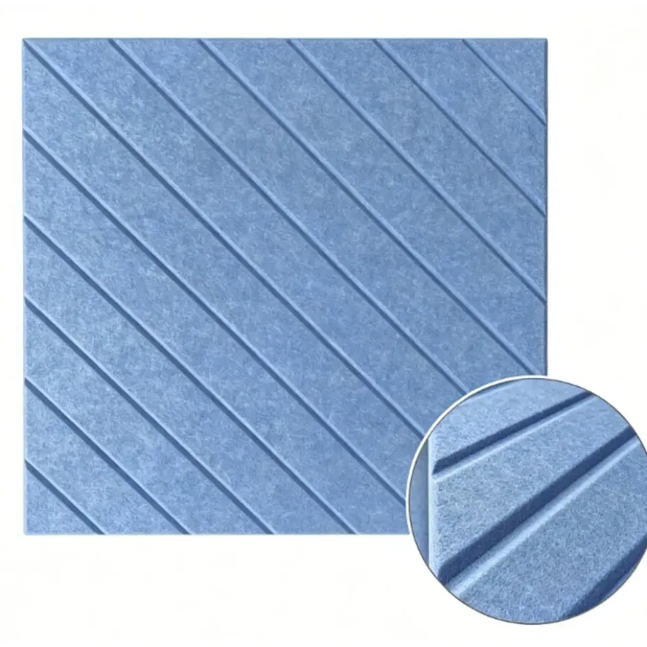 Akoestisch wandpaneel - 5 stuks - 60x60cm - Lijnmotief Blauw