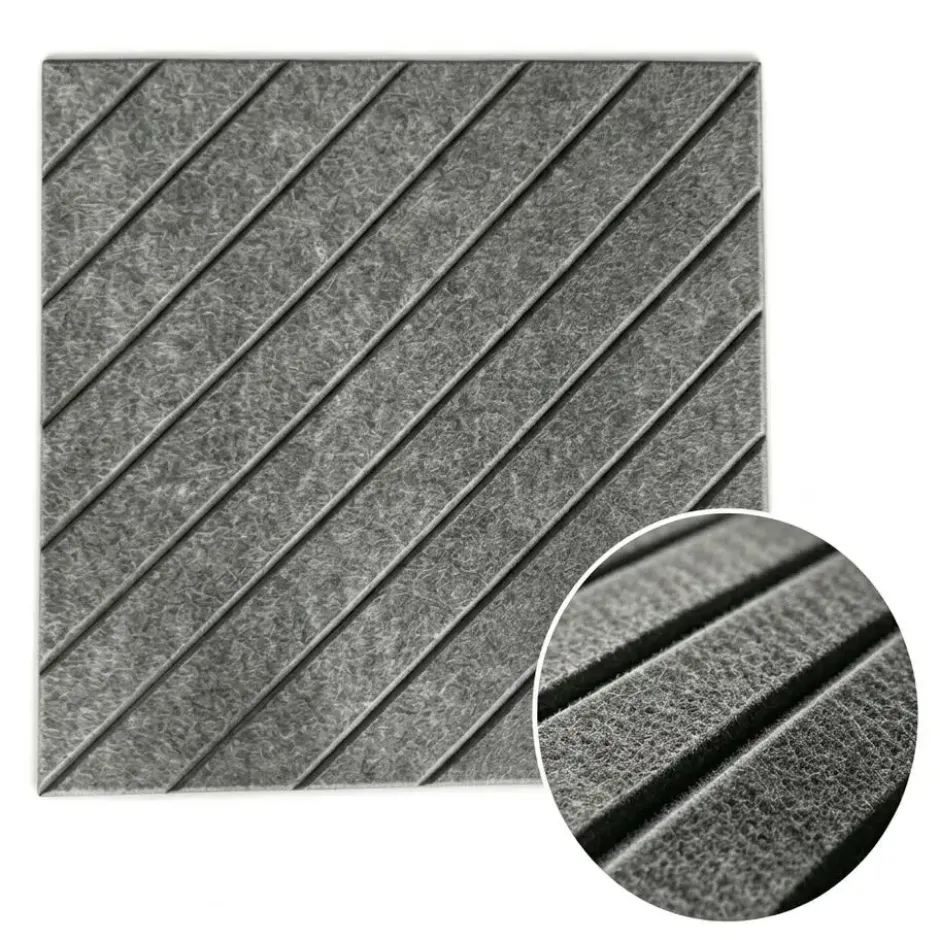 Akoestisch wandpaneel - 5 stuks - 60x60cm - Lijnmotief Antraciet