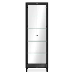 ALBI Vitrinekast met 2 deuren - Zwart - 33x62x189 cm