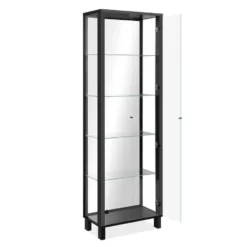 ALBI Vitrinekast met 2 deuren - Zwart - 33x62x189 cm