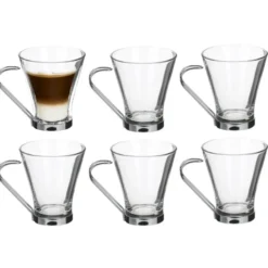 Alessandro Koffieglazen - 6x - 150 ml - cappuccino glas - RVS oor