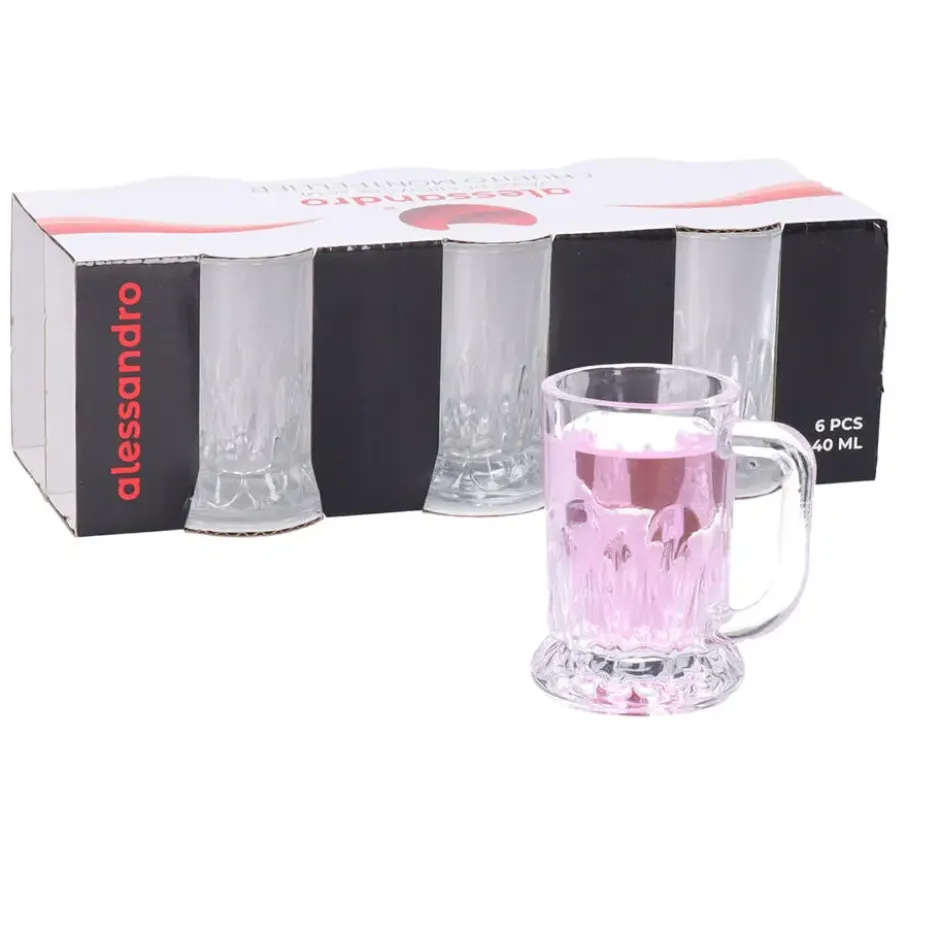Alessandro Shotglaasjes Montpellier - 6x - met oor - glas - 40 ml