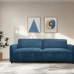 Alicia-Slaapbank 3-zitter in ribfluwelen blauw