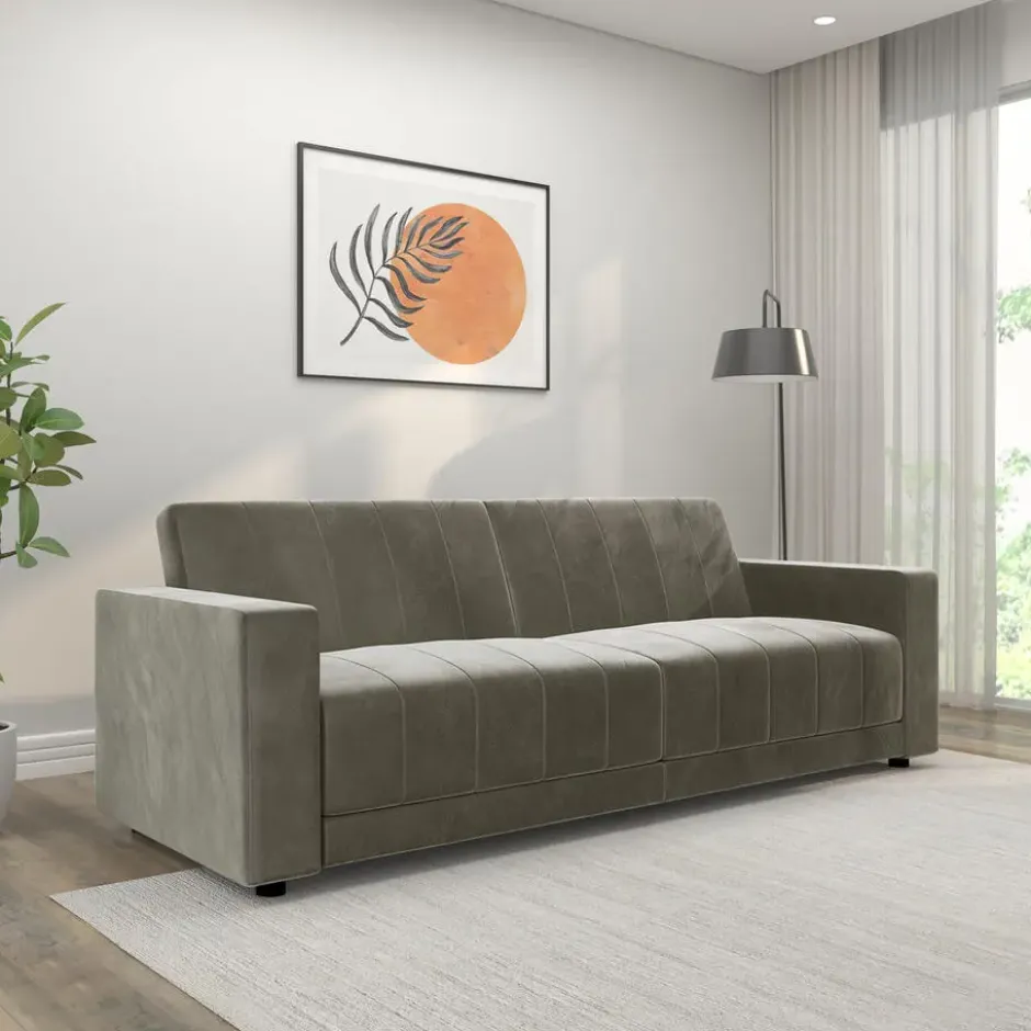 Allie II-Slaapbank 3-zitter in fluweel taupe