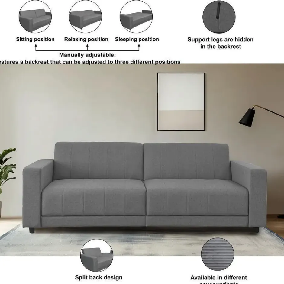 Allie II-Slaapbank 3-zitter in fluweel taupe