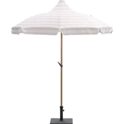 Aloha – stokparasol Ø200 cm – light teak look – taupe/ecru