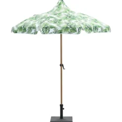 Aloha – stokparasol Ø200 cm – light teak look – palm green