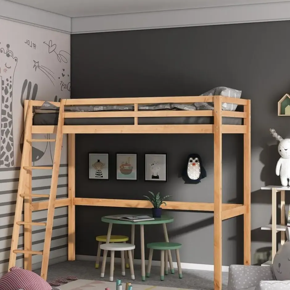 Alpi2 - Mezzanine bed 90x200 cm in grenen