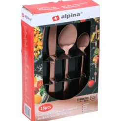 Alpina Bestek - 16-delig - 4 personen - mat koper - RVS