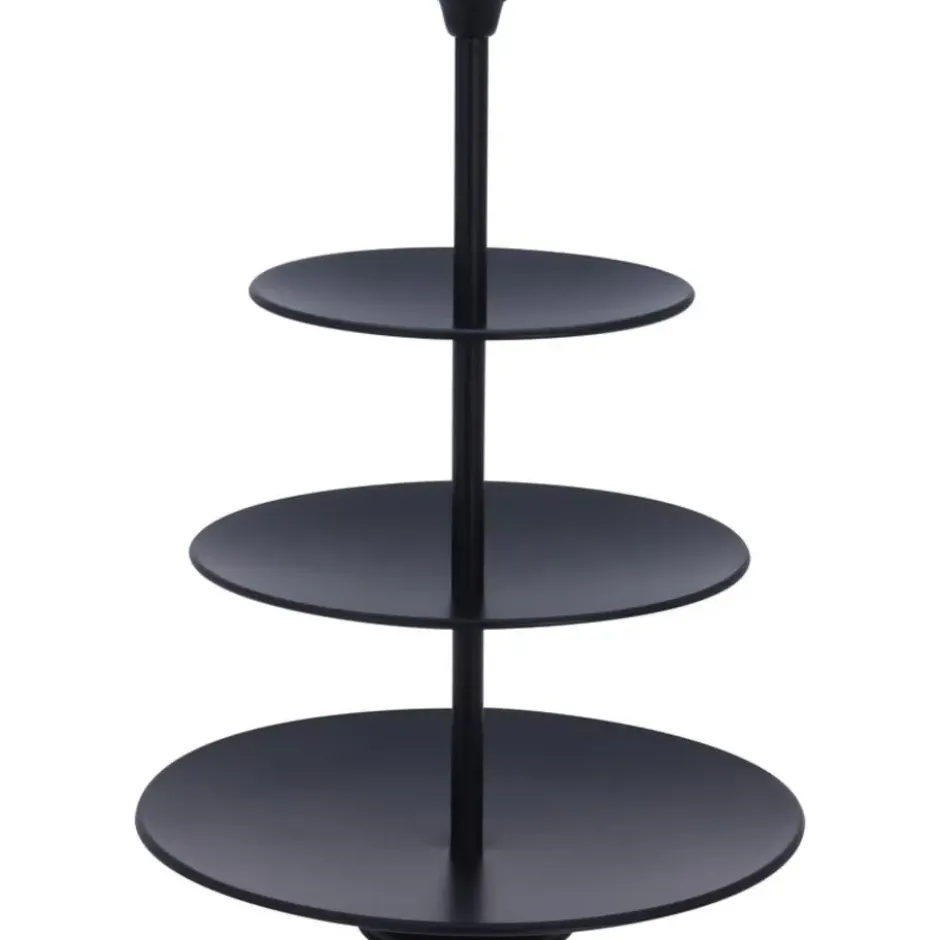 Alpina Etagere 3-laags - zwart - RVS - H36 cm - Serveerschaal