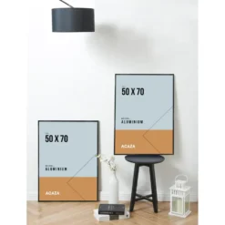 Aluminium Fotokader, Foto lijst voor Foto's met Formaat 50 x 70 cm, Zwarte Rand