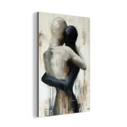 Aluminium Schilderij 60x90 cm Abstract - Liefde - Zwart wit - Modern
