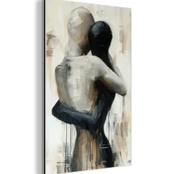 Aluminium Schilderij 60x90 cm Abstract - Liefde - Zwart wit - Modern