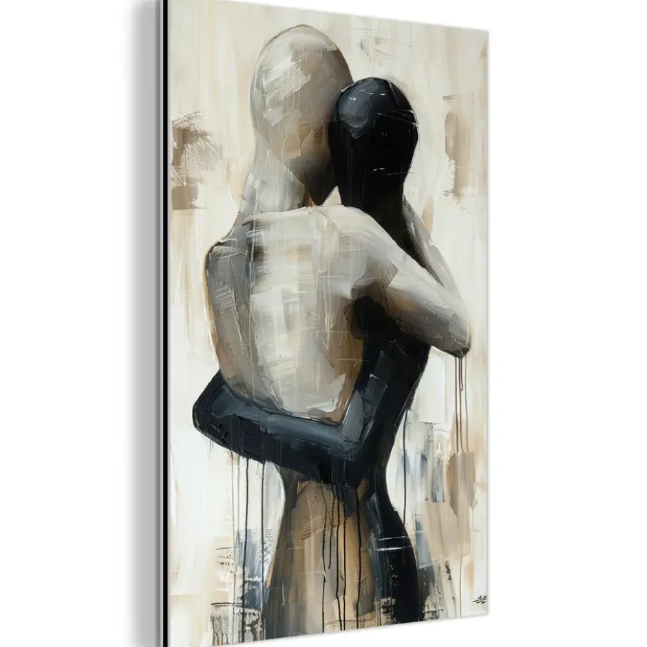 Aluminium Schilderij 60x90 cm Abstract - Liefde - Zwart wit - Modern