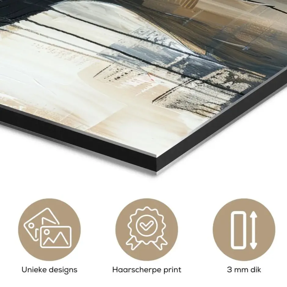 Aluminium Schilderij 60x90 cm Abstract - Liefde - Zwart wit - Modern