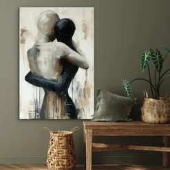 Aluminium Schilderij 60x90 cm Abstract - Liefde - Zwart wit - Modern
