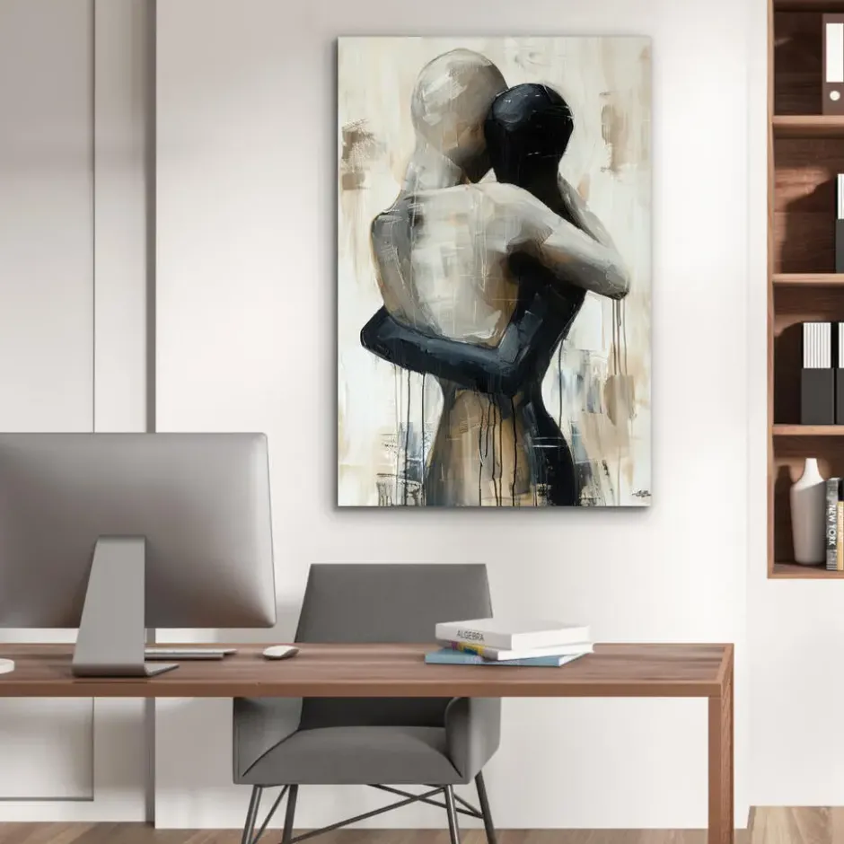 Aluminium Schilderij 60x90 cm Abstract - Liefde - Zwart wit - Modern