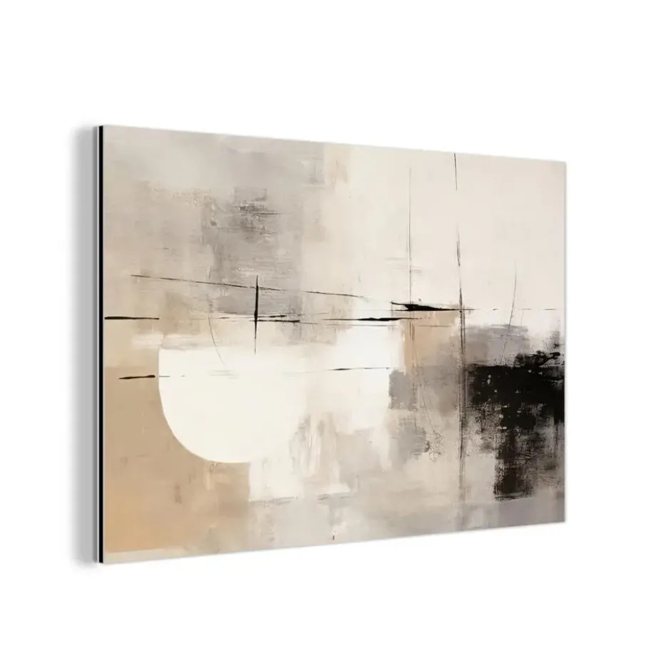 Aluminium Schilderij 120x80 cm Abstract - Kunst - Grijs