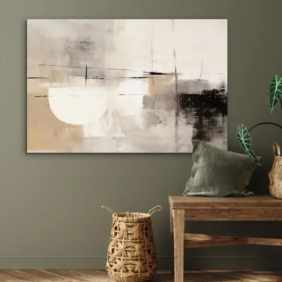 Aluminium Schilderij 120x80 cm Abstract - Kunst - Grijs