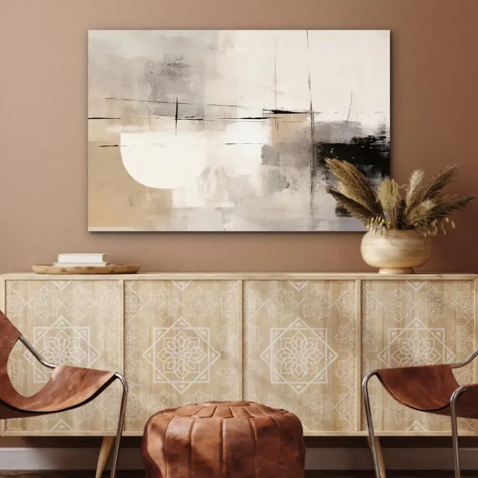 Aluminium Schilderij 120x80 cm Abstract - Kunst - Grijs