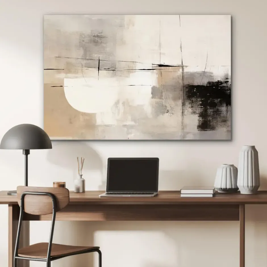Aluminium Schilderij 120x80 cm Abstract - Kunst - Grijs