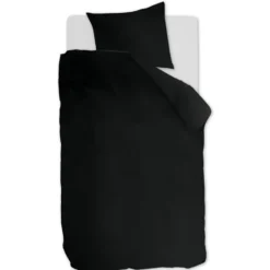 Ambiante Cotton Uni dekbedovertrek - 140x200/220 - Zwart
