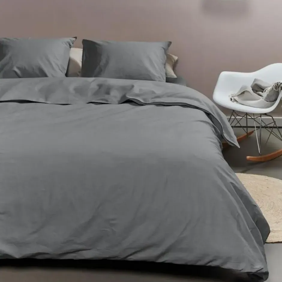 Ambiante Cotton Uni dekbedovertrek - 200x200/220 - Grijs
