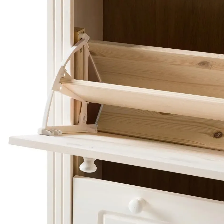 Anita - Schoenenkast met 2 kleppen en 1 lade in wit grenen