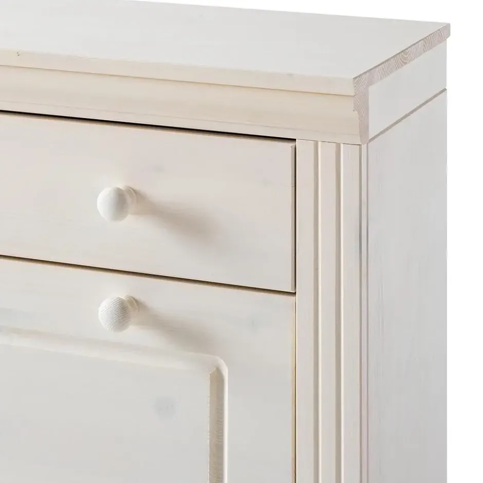 Anita - Schoenenkast met 2 kleppen en 1 lade in wit grenen