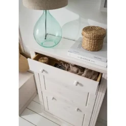 Anita - Schoenenkast met 2 kleppen en 1 lade in wit grenen