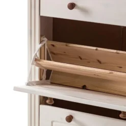 Anita - Schoenenkast met 2 kleppen en 1 lade in wit/natuurlijk grenen